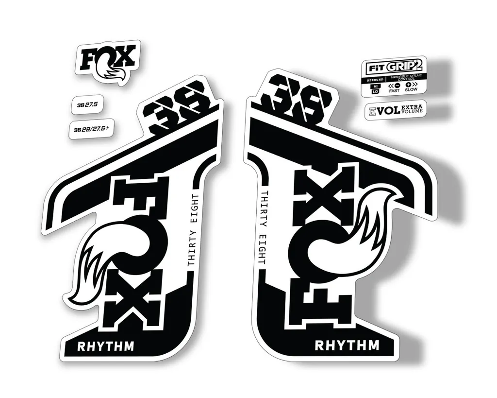 FOX 38 RHYTHM 2021 Fork Suspension Factory Sticker MTB Decal Adhesive Black - 1