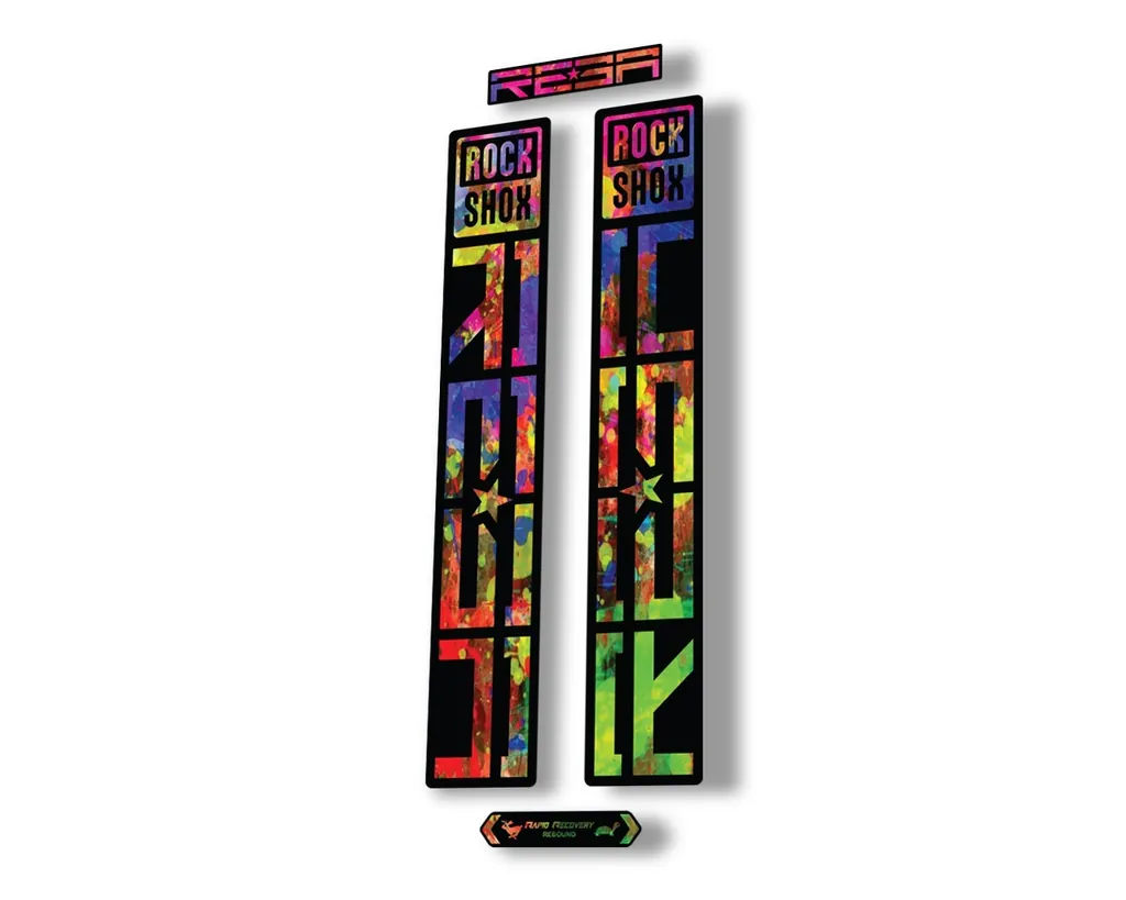 Rock Shox REBA 2021 Fork Decal Mountain Bike Sticker Adhesive Set Oil Slick - 1