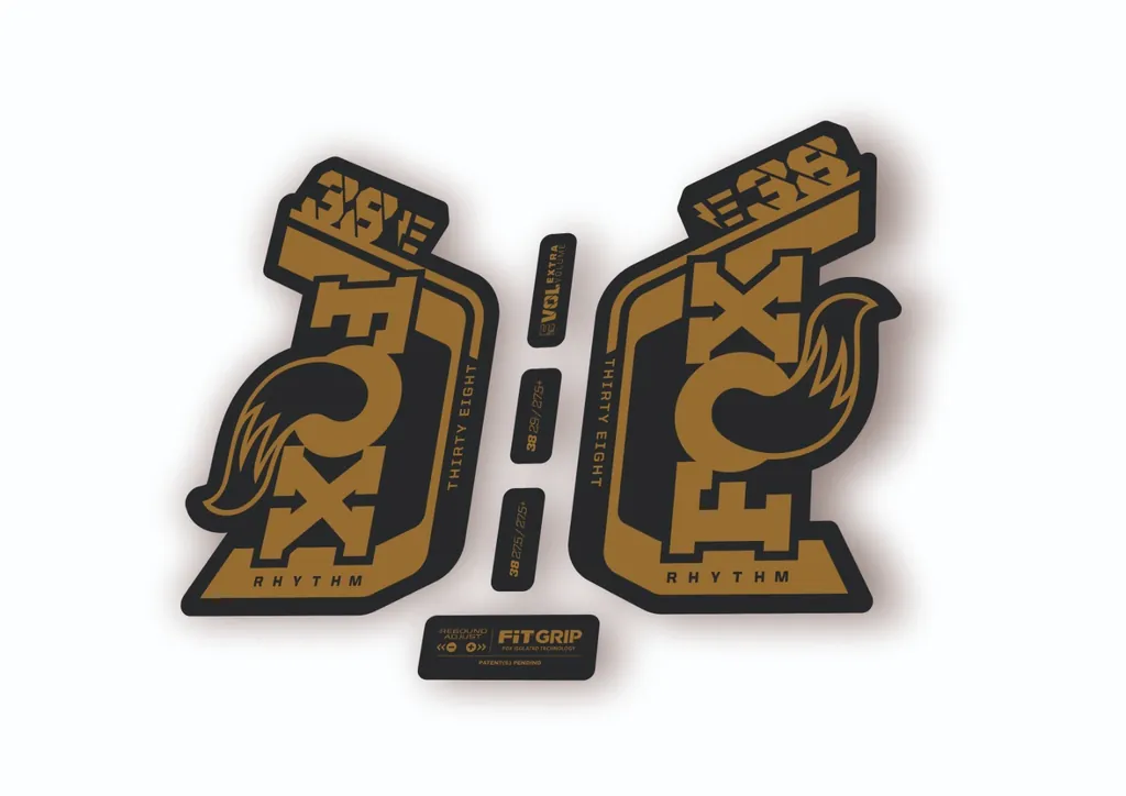Fox 38 Rhythm E Bike 2024 Fork Suspension Factory Decal Sticker Adhesive Gold - 1
