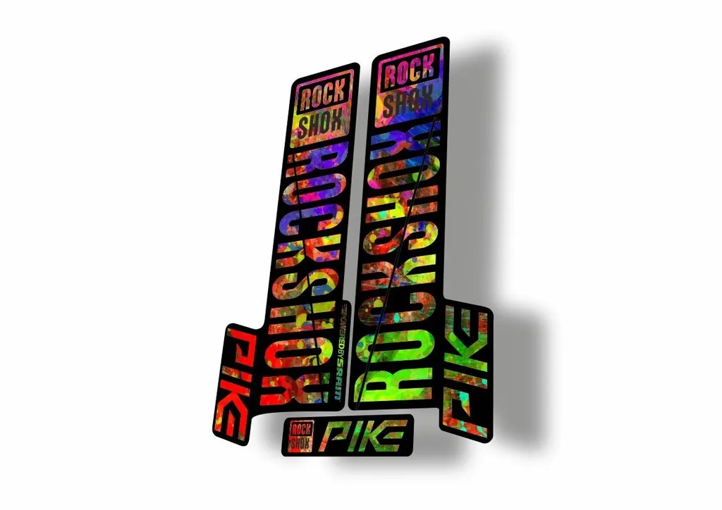 Rock Shox Pike 2018 Mountain Bike Cycling Decal Kit Sticker Adhesive Oil Slick - 1