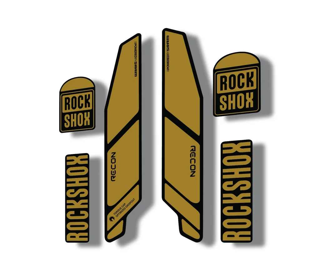 Rock Shox RECON 2014 Mountain Bike Cycling Decal Kit Sticker Adhesive Gold - 1