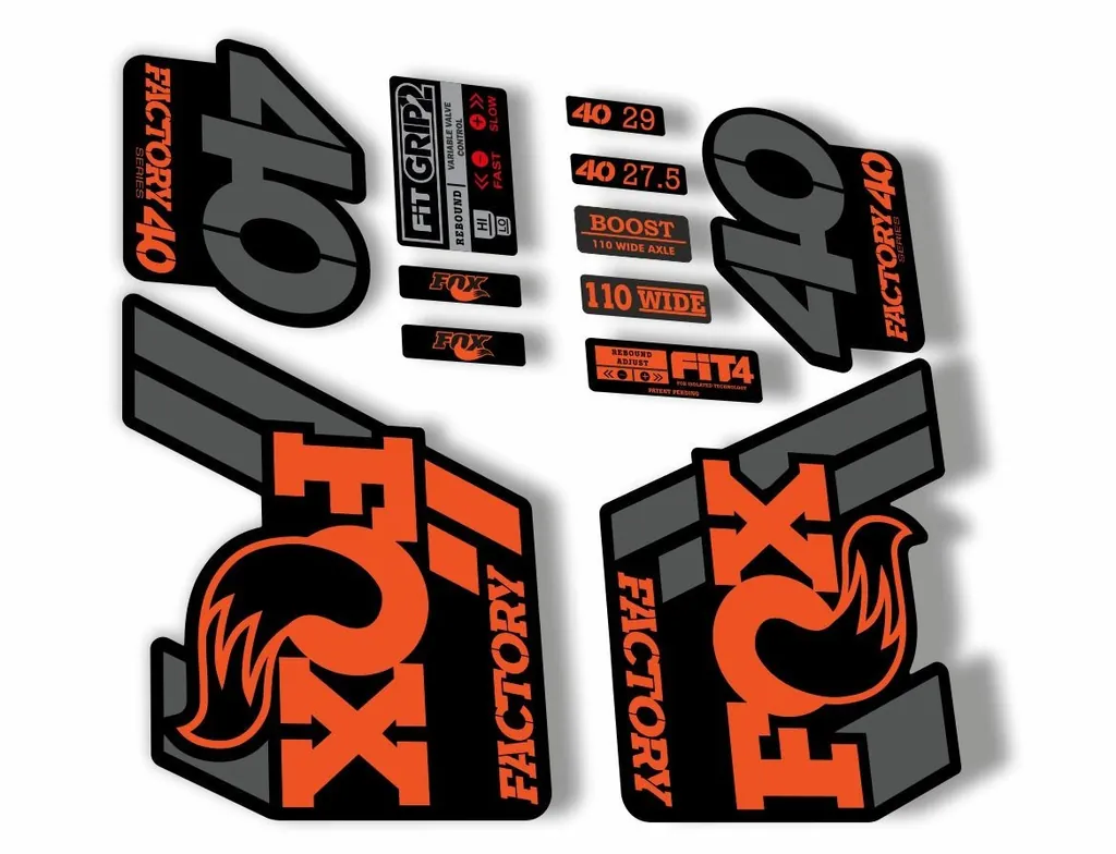FOX 40 Float 2018-19 Forks Suspension Factory Decals Sticker Adhesiv Gray Orange - 1