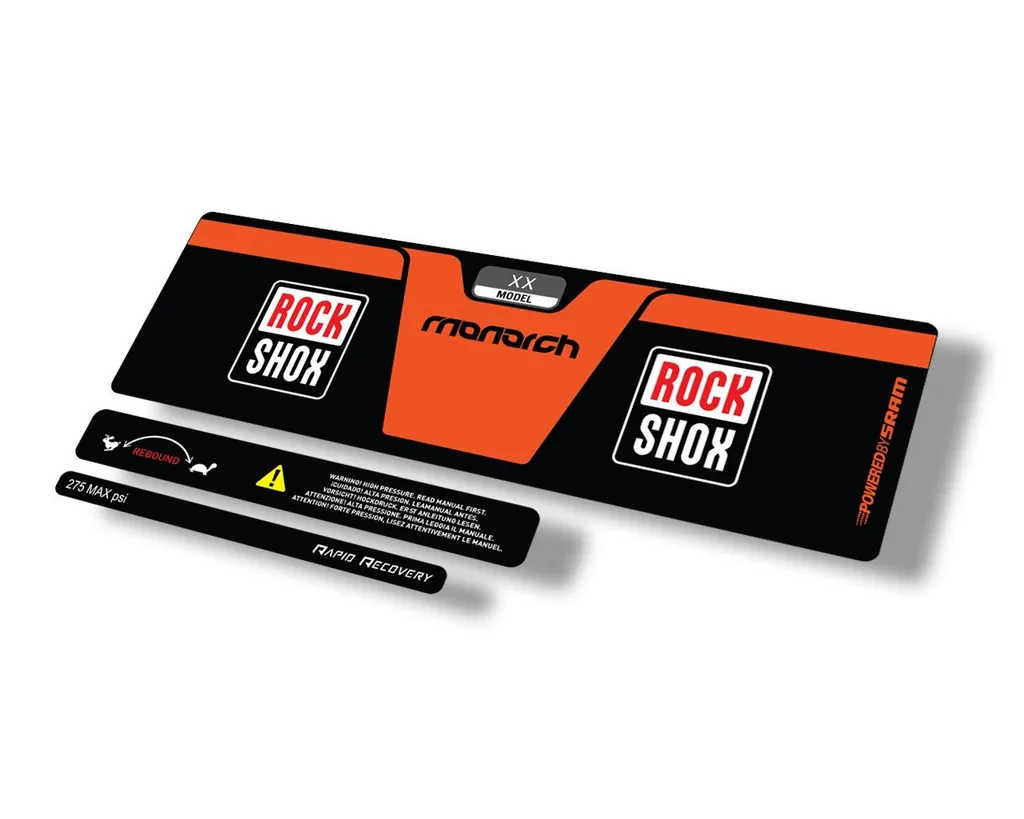 Rock Shox 2014 Monarch XX Rear Shock Decal Sticker Adhesive Set Orange - 1