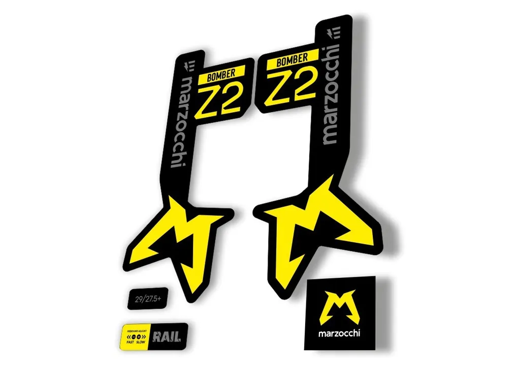 Marzocchi Bomber Z2 Eoptimized 2025 Fork Suspension Sticker Decal Kit Yellow - 1