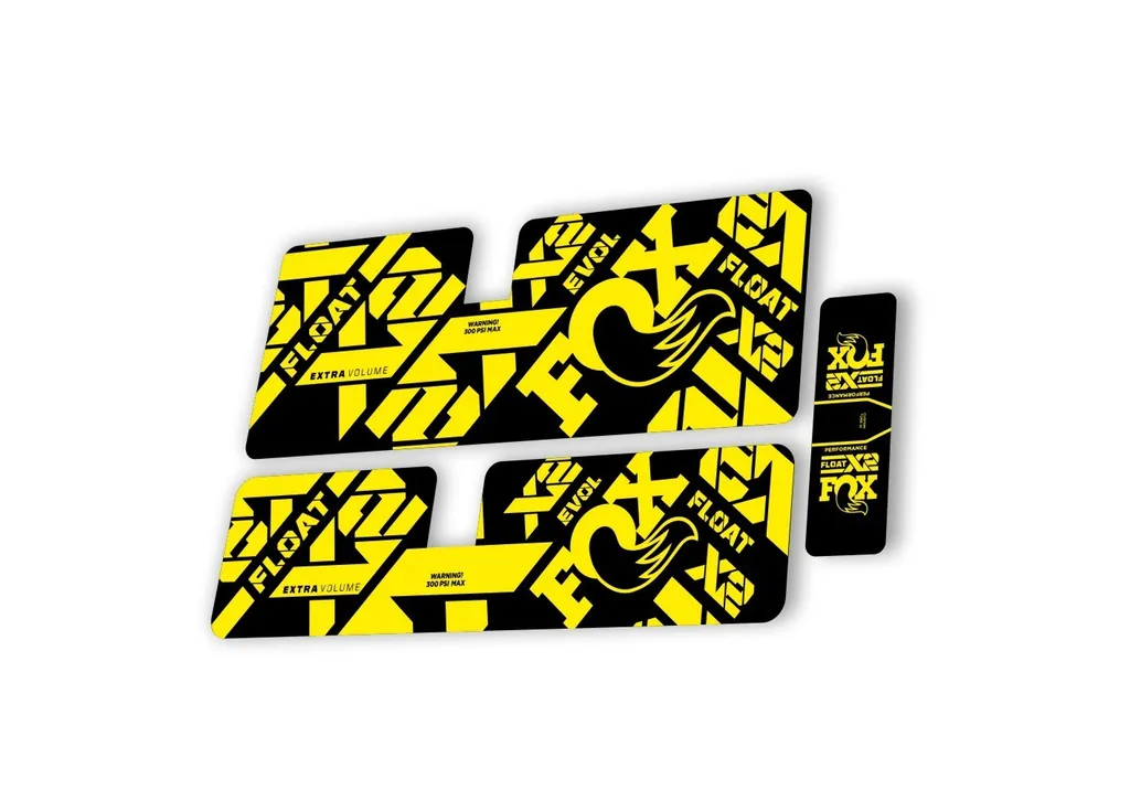 FOX Float X2 Performance 2021 Rear Shock Suspension Sticker Decal Kit Yellow - 1