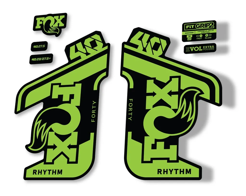 FOX 40 Rhythm 2021 Fork Decals Suspension Sticker Adhesive Green - 1