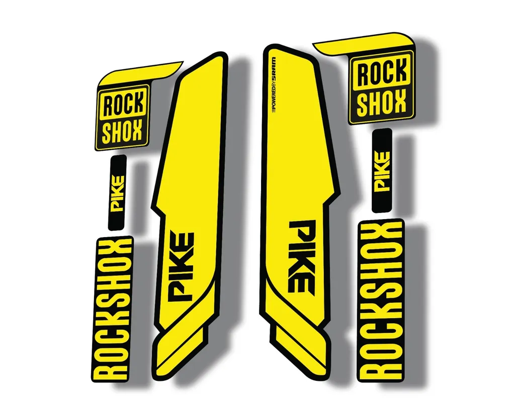 Rock Shox PIKE 2014 Mountain Bike Cycling Decal Kit Sticker Adhesive Yellow - 1