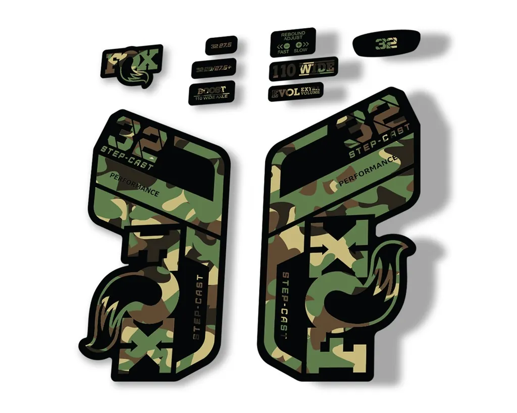 FOX 32 Step Cast Perf. 2021 Factory Fork Decals Suspension Sticker Camo - 1