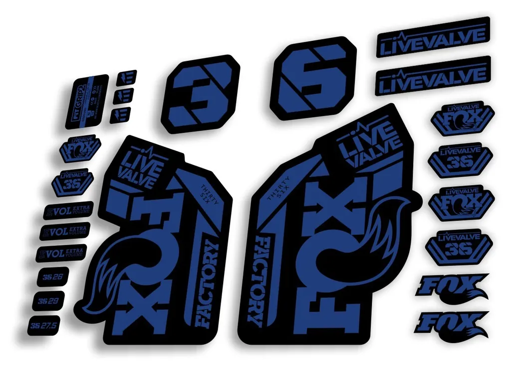 FOX 36 2022 Live Valve Forks Suspension Decal Sticker MTB Set D. Blue 24Pcs - 1