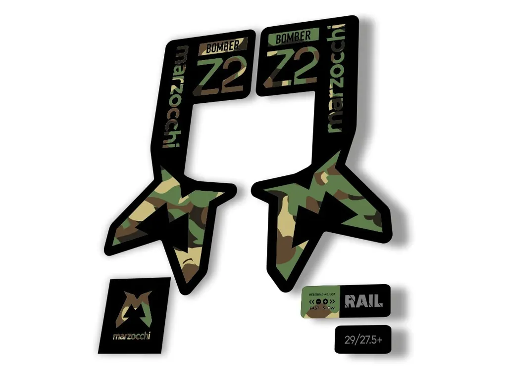 Marzocchi Bomber Z2 2025 Fork Suspension Sticker Decal KitAdhesive Camo - 1