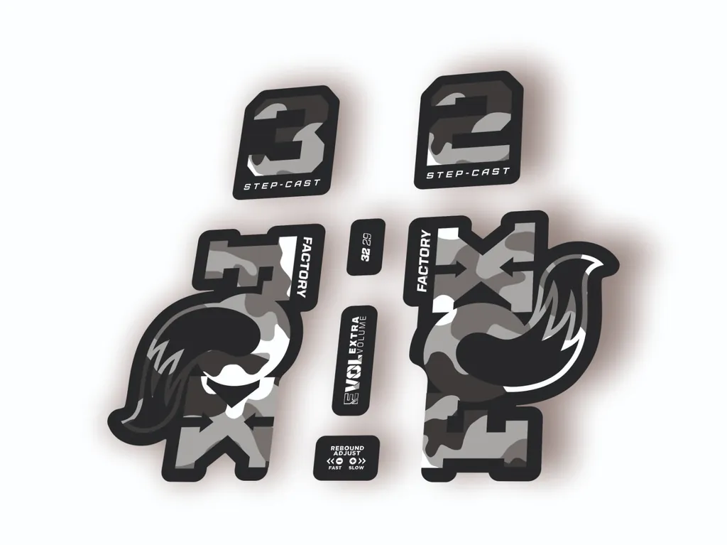 Fox 32 Step Cast 2025 Fork Suspension Factory Decal Sticker Adhesive White Camo - 1