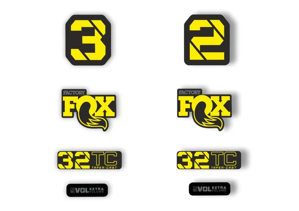 FOX 32 Taper Cast 2022 Factory Fork Decals Suspension Sticker Yellow - 1