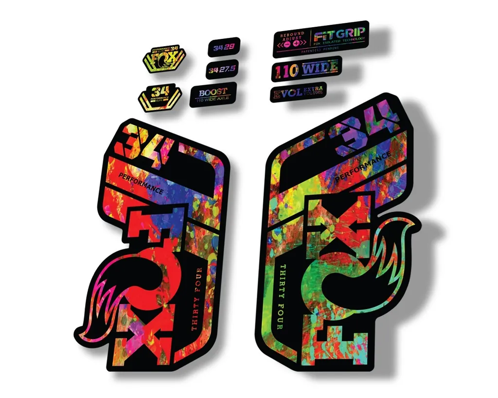 FOX 34 Performance 2021 Factory Fork Decals Suspension Sticker Oil Slick - 1