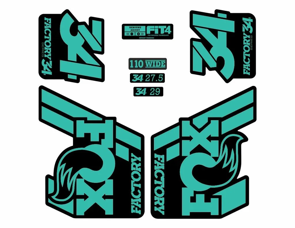 FOX 34 Float 2018-19 Forks Suspension Factory Decals Stickers Adhesive Turquoise - 1