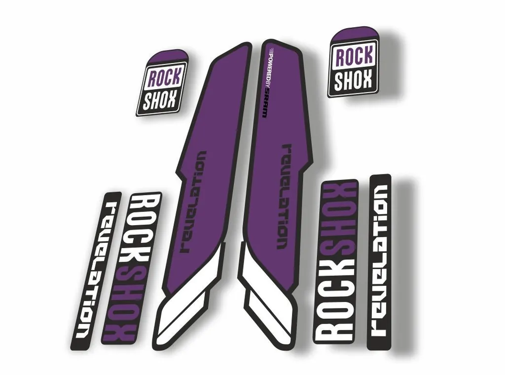 Rock Shox REVELATION 2013 Mountain Bike Cycling Decal Kit Sticker Purple - 1