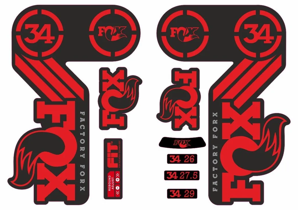 FOX 34 Heritage 2015 Fork Suspension Factory Decal Sticker Adhesive Red - 1