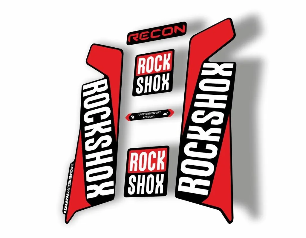 Rock Shox RECON 2016-17 Mountain Bike Cycling Decal Kit Sticker Adhesive Red - 1