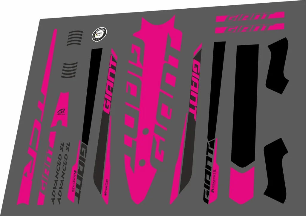 Bicycle Vinyl Stickers – Fits GIANT TCR Advanced SL Bike Frames – Pink - 1