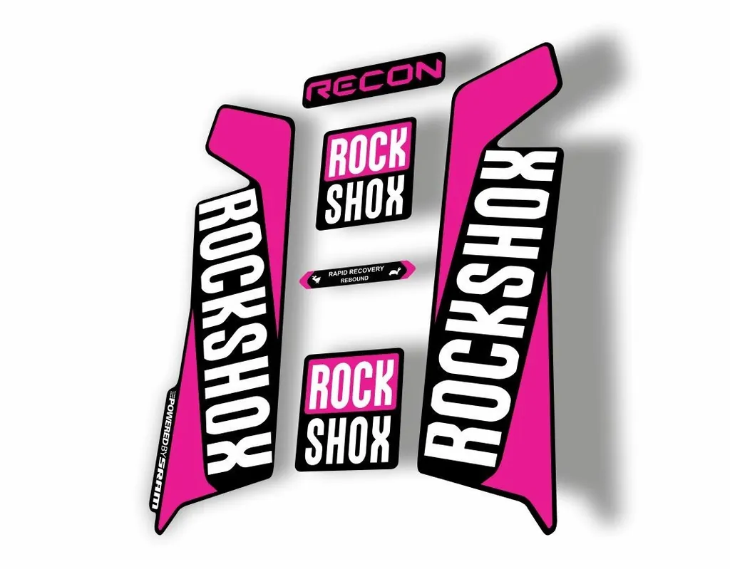 Rock Shox RECON 2016-17 Mountain Bike Cycling Decal Kit Sticker Adhesive Pink - 1