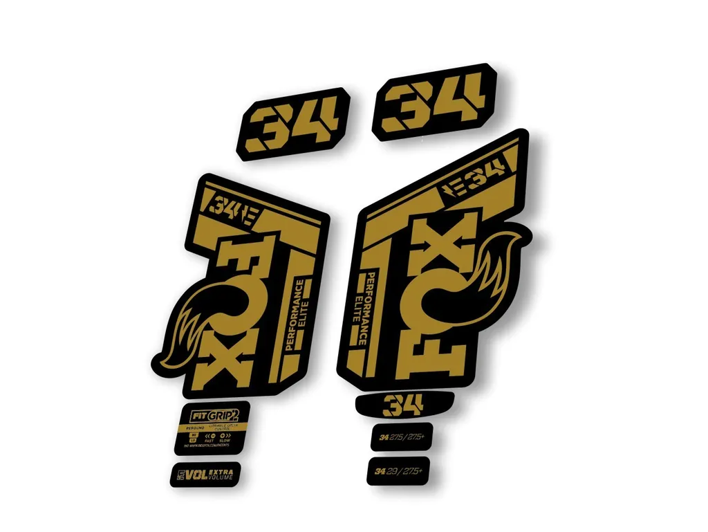 Fox 34 2022 Performance Elite E Bike Fork Decals Suspension Sticker Gold - 1