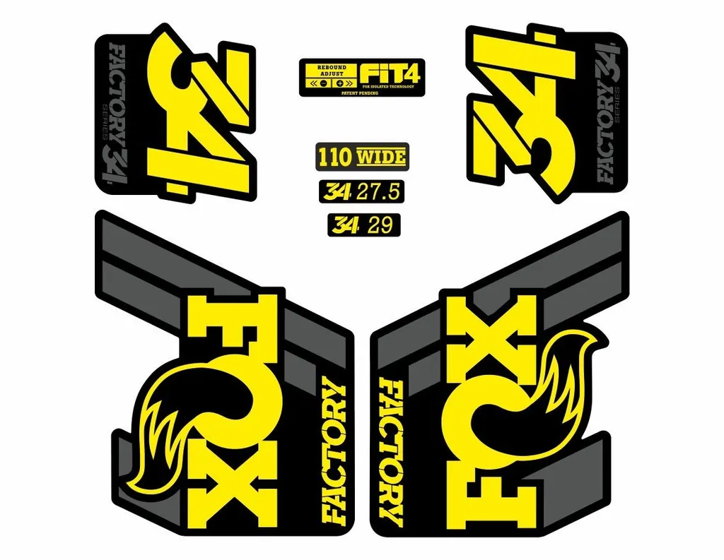 FOX 34 Float 2018-19 Forks Suspension Factory Decal Sticker Adhesive Yellow Gray - 1