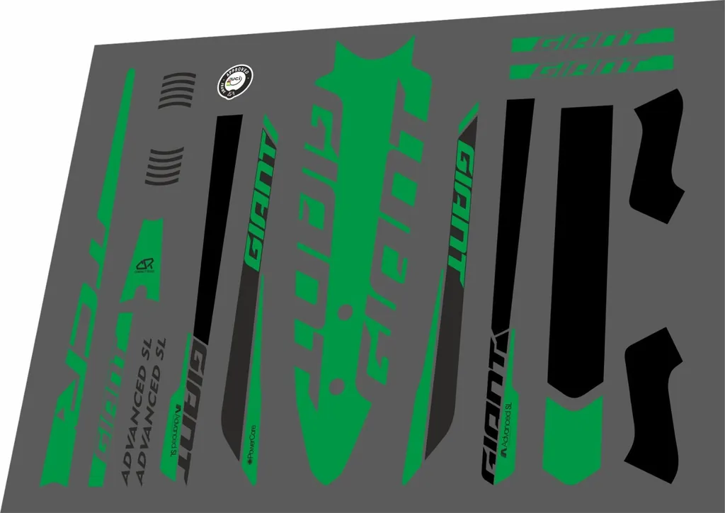 Bicycle Vinyl Stickers – Fits GIANT TCR Advanced SL Bike Frames – Green - 1