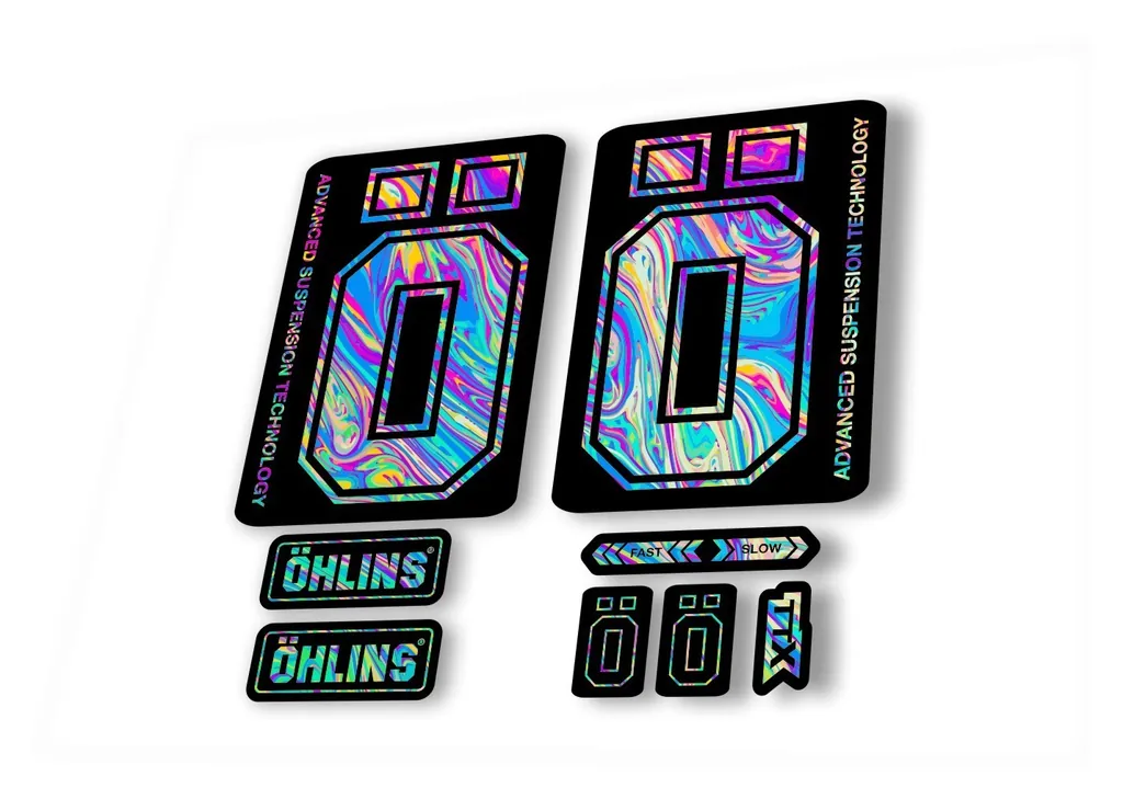Ohlins DH38 2019 Fork Decal Mountain Bike Cycling Sticker Adhesive Oil Slick 1 - 1