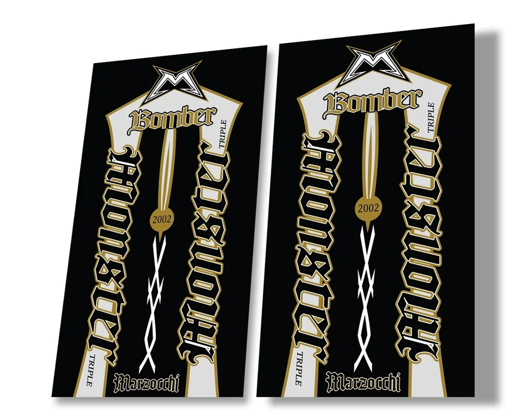 Marzocchi Bomber Monster 2002 Suspension Decal Kit Sticker Adhesive Gold - 1