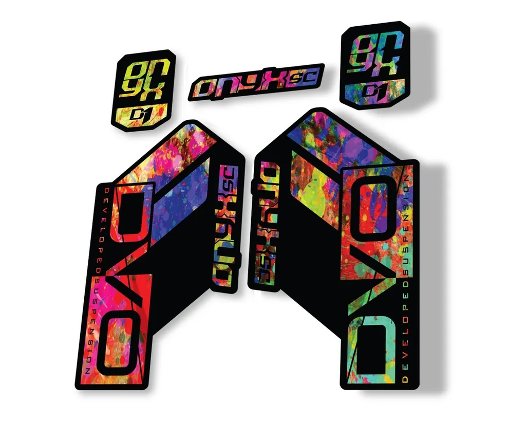 DVO Onyx SC D1 2019 Fork Suspension Sticker Factory Decal Adhesive Oil Slick - 1
