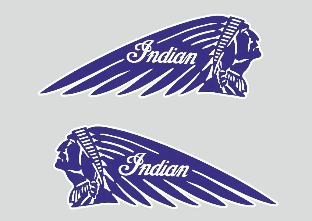 INDIAN WAR BONNET MOTORCYLES Vinyl Decal Adhesive Sticker 8.5" x 3.5 D. Blue - 1