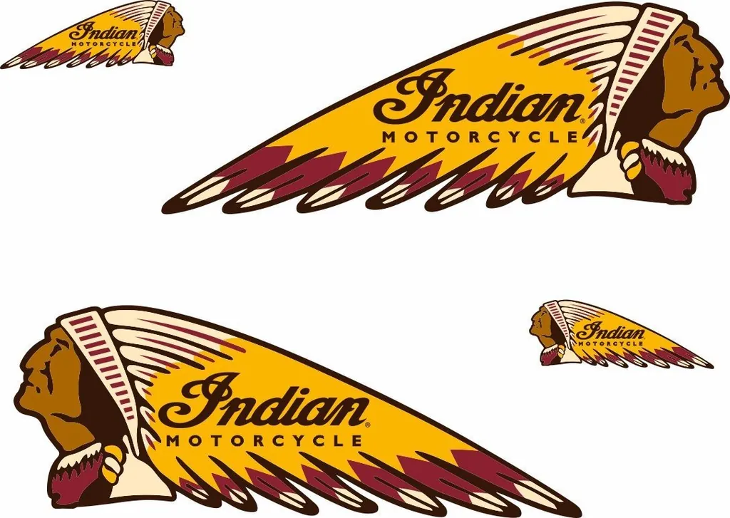 INDIAN WAR BONNET Motorcycles Vinyl Decal Adhesive Sticker 8.5" x 3.5" - 4 Pcs - 1