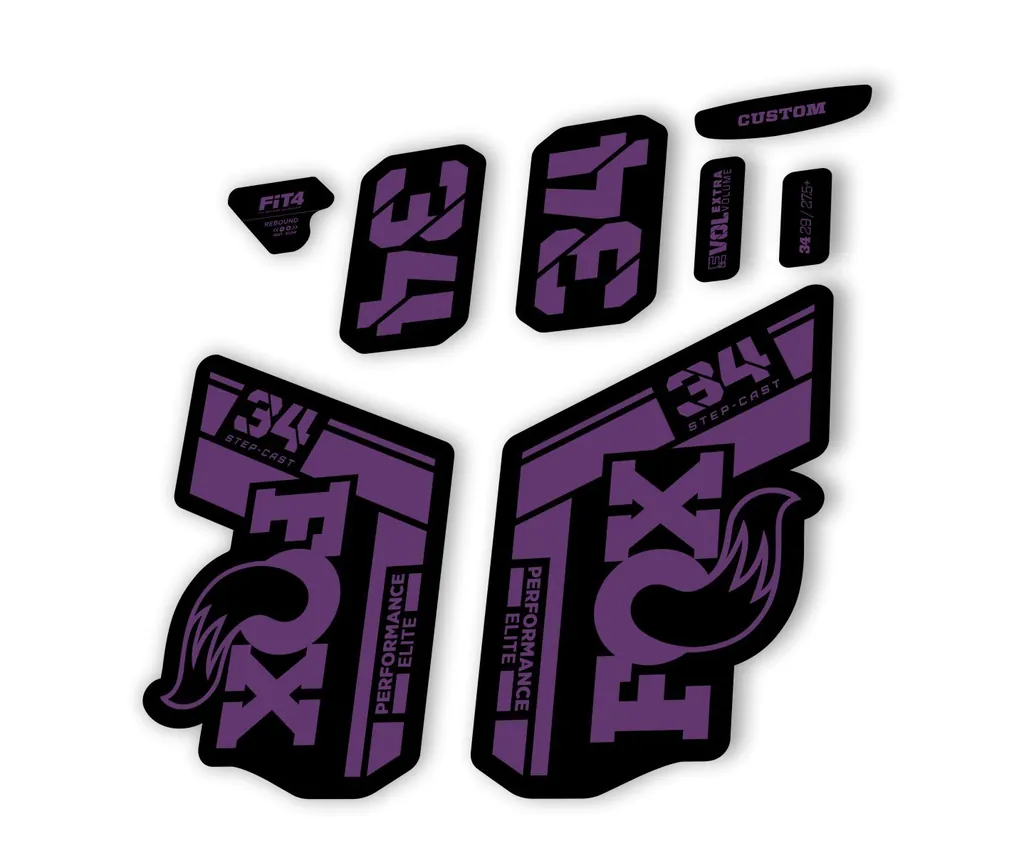 FOX 34 Step Cast Elite 2021 Factory Fork Decals Suspension Sticker Purple - 1