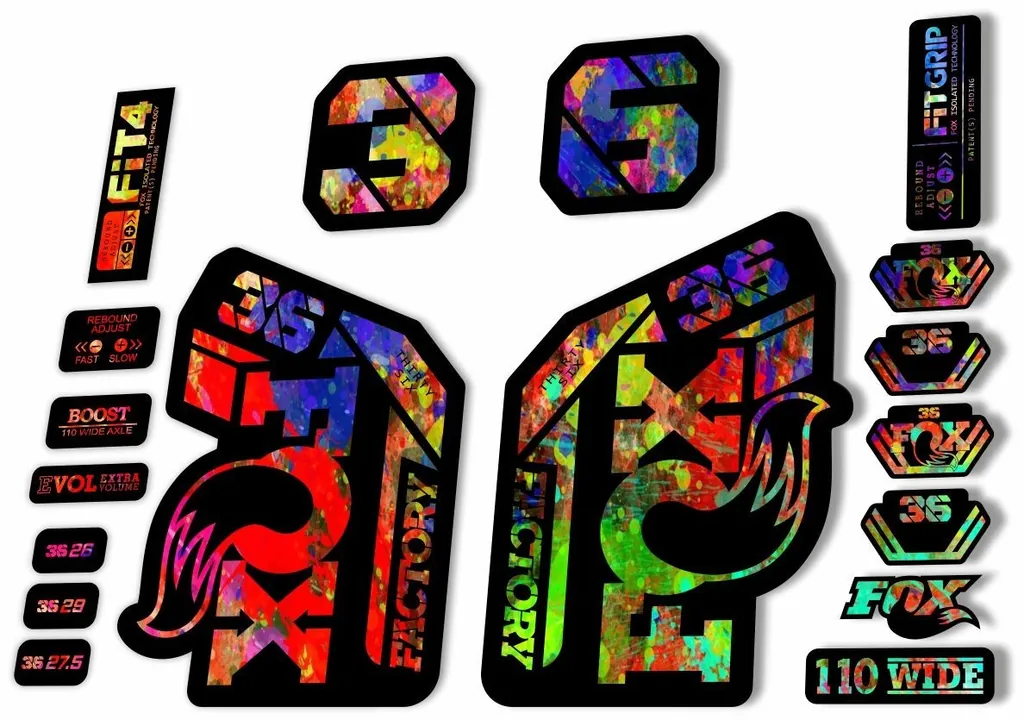 FOX 36 Fork Decal Sticker Set 2021 Factory MTB Suspension Graphics –Oil Slick - 1