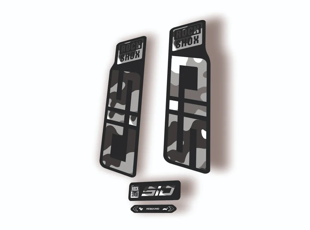 Rock Shox SID 2024 Fork Decal Mountain Bike Cycling Sticker Kit White Camo - 1