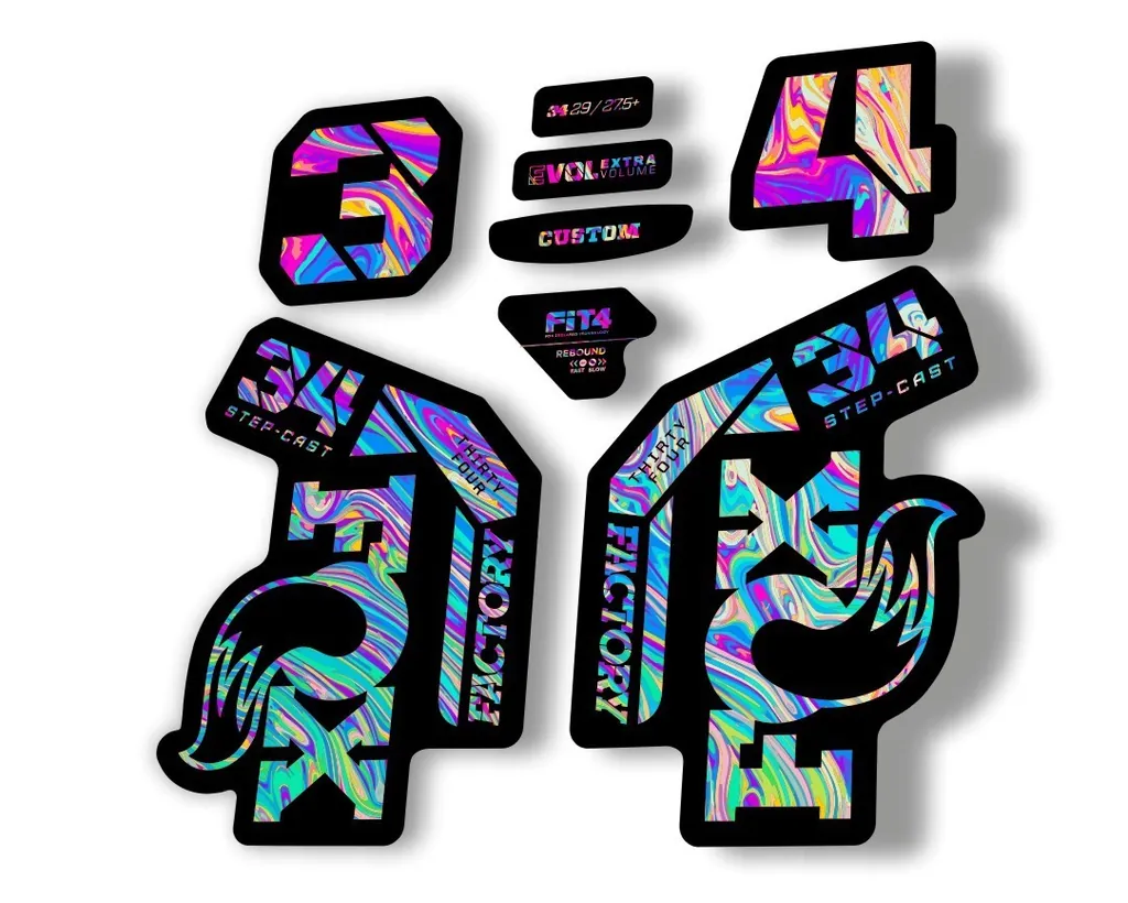 FOX 34 Step Cast SC 2023 Factory Fork Decals Suspension Sticker Oil Slick 1 - 1