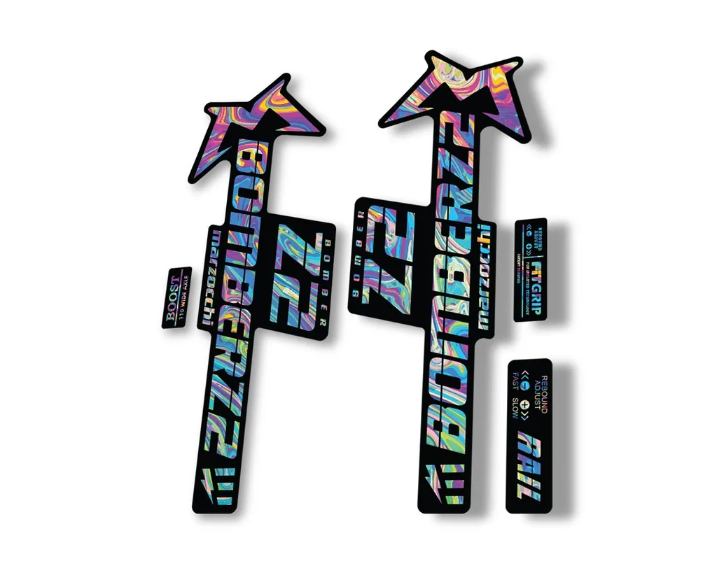 Marzocchi Bomber Z2 E Bike 2022 Fork Suspension Sticker Decal Kit Oil Slick 1 - 1