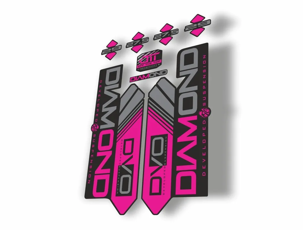 DVO 2016 Diamond 27.5 - 29 Fork Suspension Sticker Decal Kit Adhesive Pink - 1