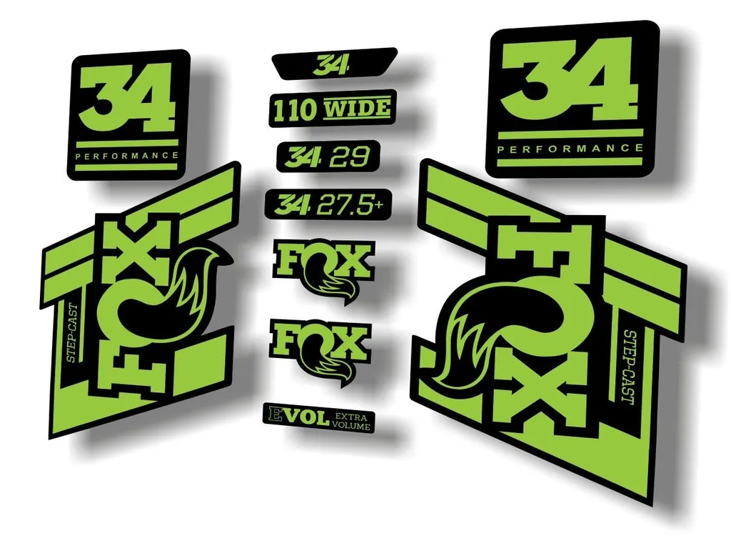 FOX 34 Step Cast SC 2020 Fork Suspension Factory Decal Sticker Set Green - 1