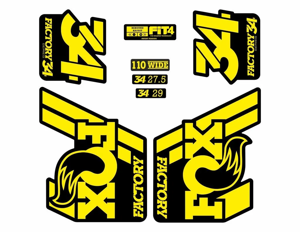 FOX 34 Float 2018-19 Forks Suspension Factory Decals Stickers Adhesive Yellow - 1