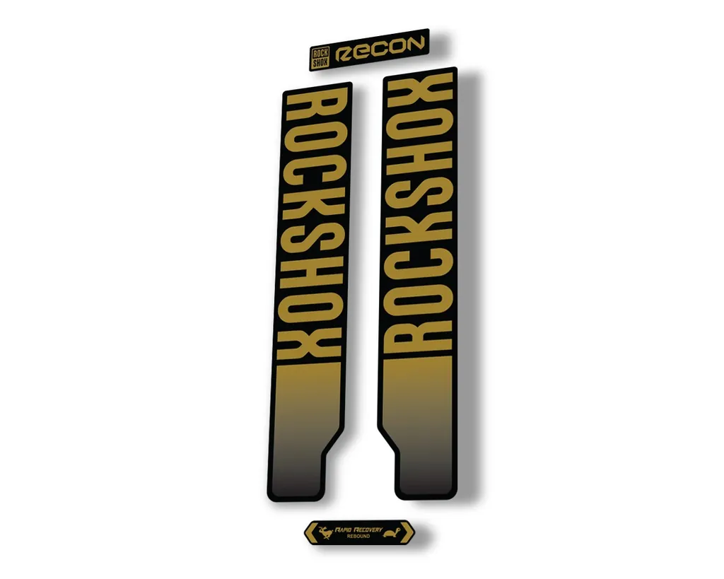 Rock Shox RECON 2021 Mountain Bike Cycling Decal Kit Sticker Adhesive Gold - 1
