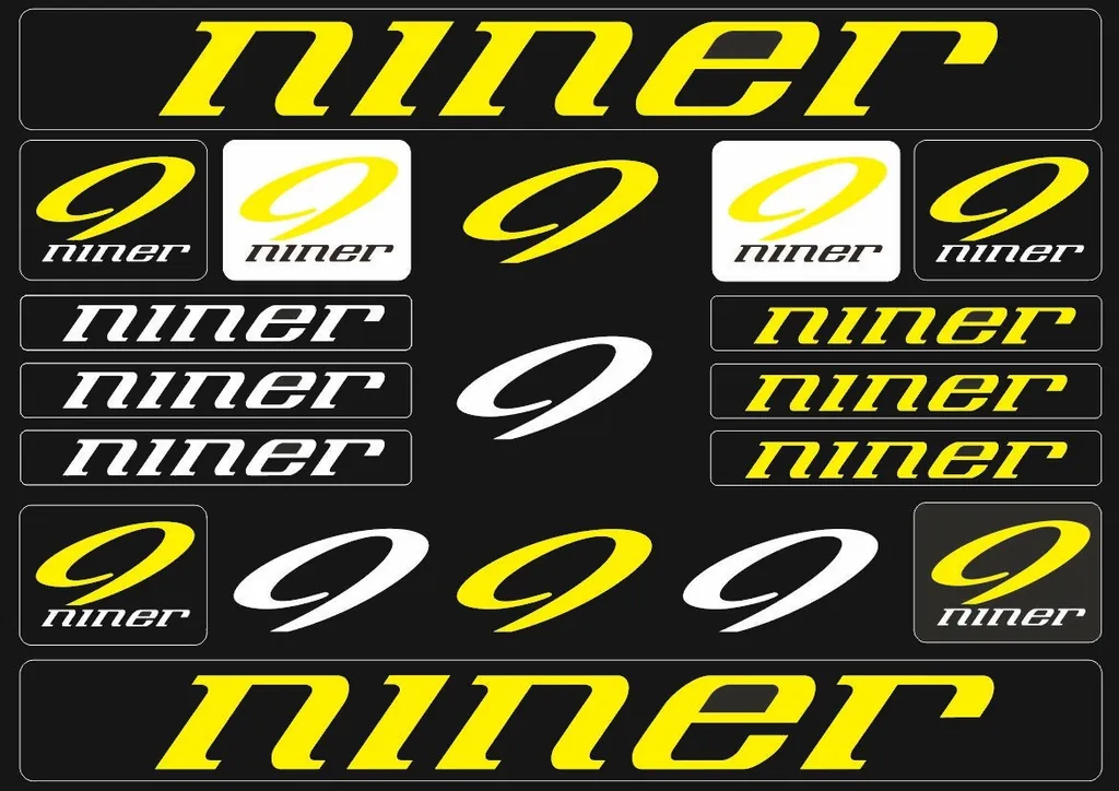 Bicycle Vinyl Stickers – Compatible with Niner Mountain Bikes – Yellow - 1