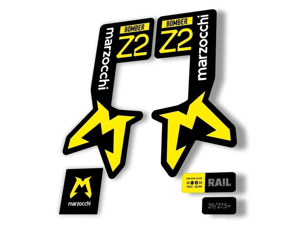 Marzocchi Bomber Z2 2025 Fork Suspension Sticker Decal Kit Adhesive Yellow - 1