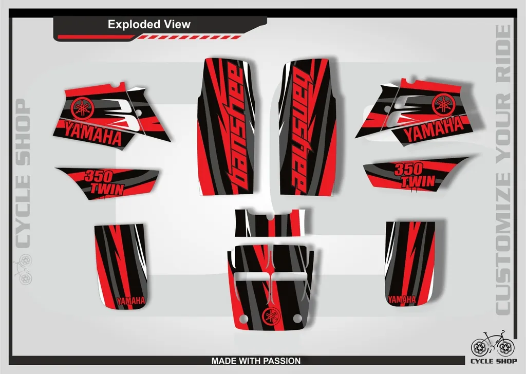 Fits Yamaha Banshee 350 Twin 1987-2006 Full Graphic Kit Decal Sticker Wrap Set - 1