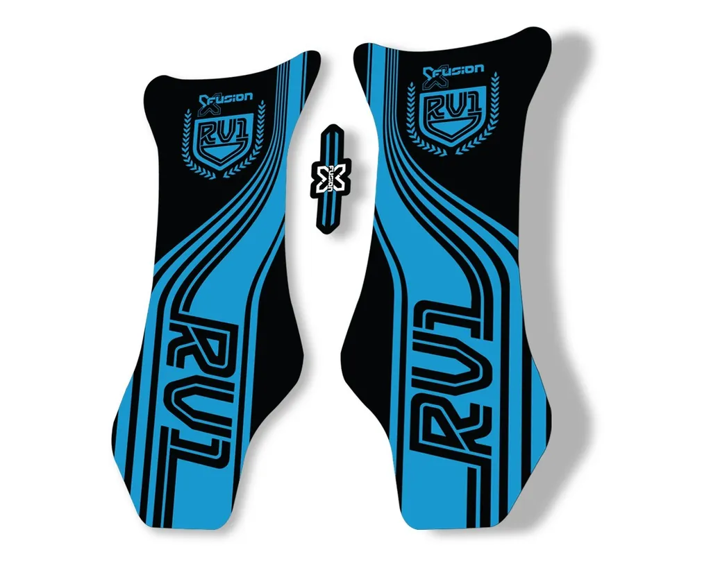 X Fusion RV1 2018 Front Shock Suspension Sticker Factory Decal Blue - 1
