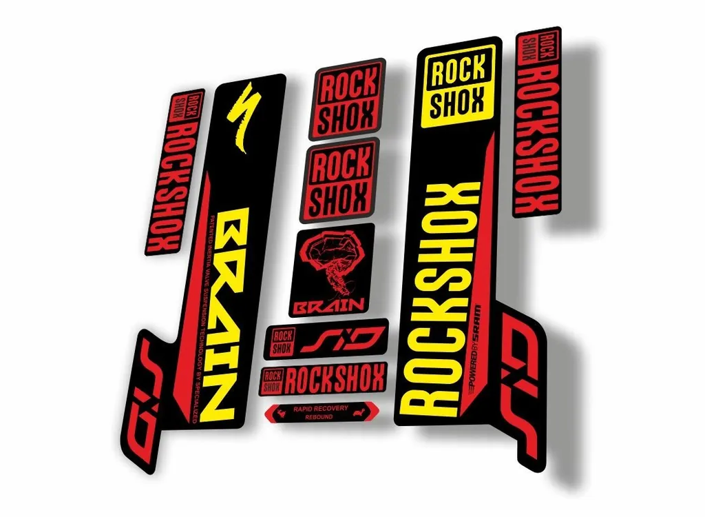 Rock Shox SID Brain 2018 Mountain Bike Cycling Decal Sticker Adhesive Red Yellow - 1