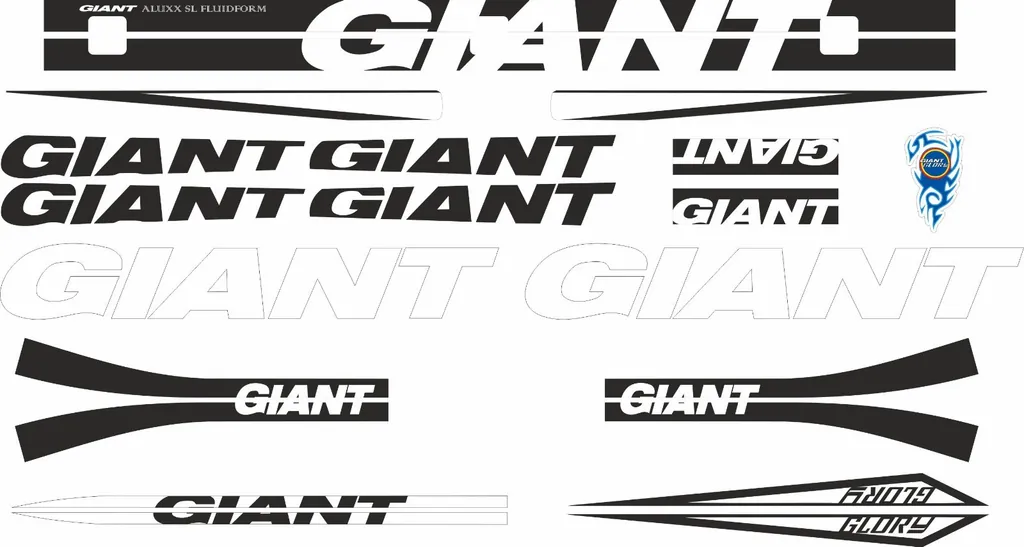 Bicycle Vinyl Stickers – Fits GIANT GLORY Bike Frames – White - 1