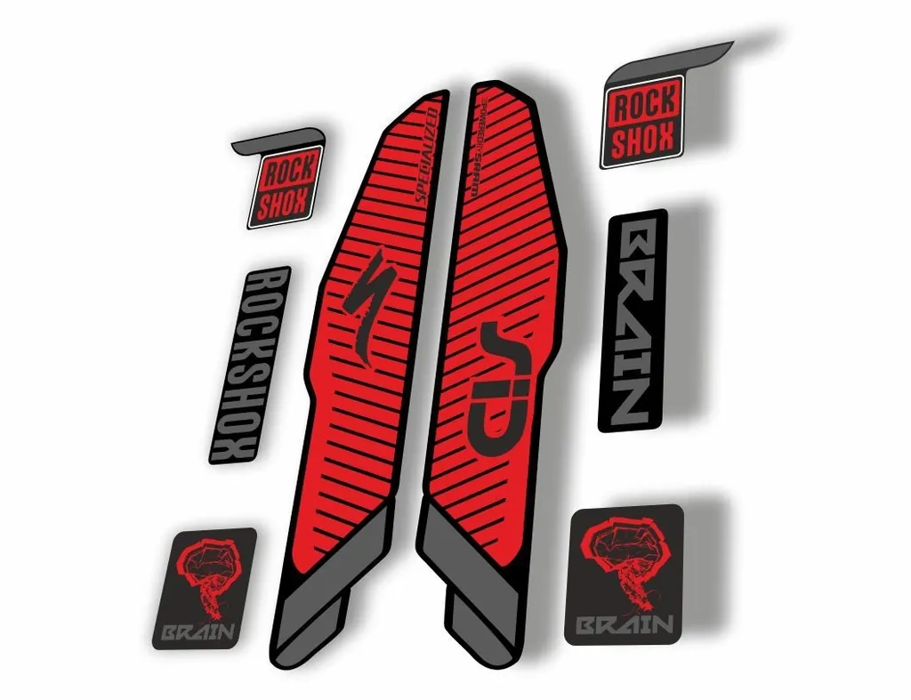 Rock Shox SID Brain 2015 Mountain Bike Cycling Decal Sticker Adhesive Red Gray - 1