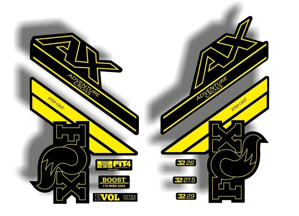 FOX Step Cast 2020 AX Adevnture Cross Fork Suspension Decals Sticker Yellow - 1