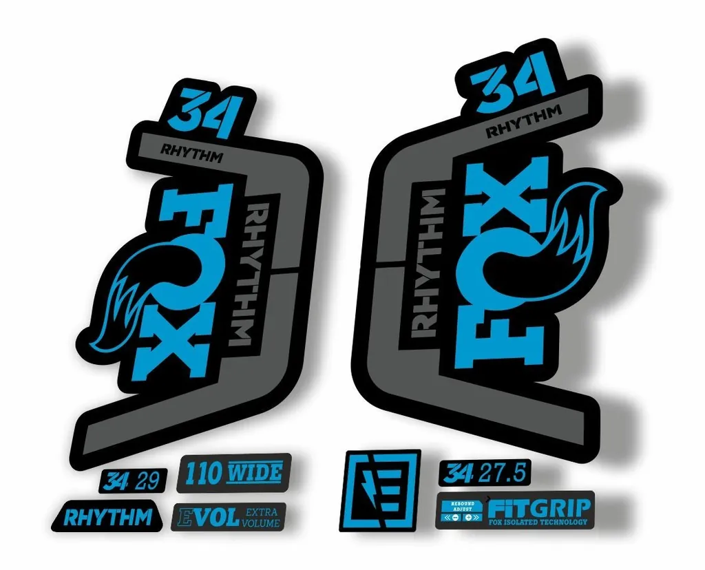 FOX 34 Rhythm 2019 Forks Suspension Factory Decal Sticker Adhesive Blue-Gray - 1