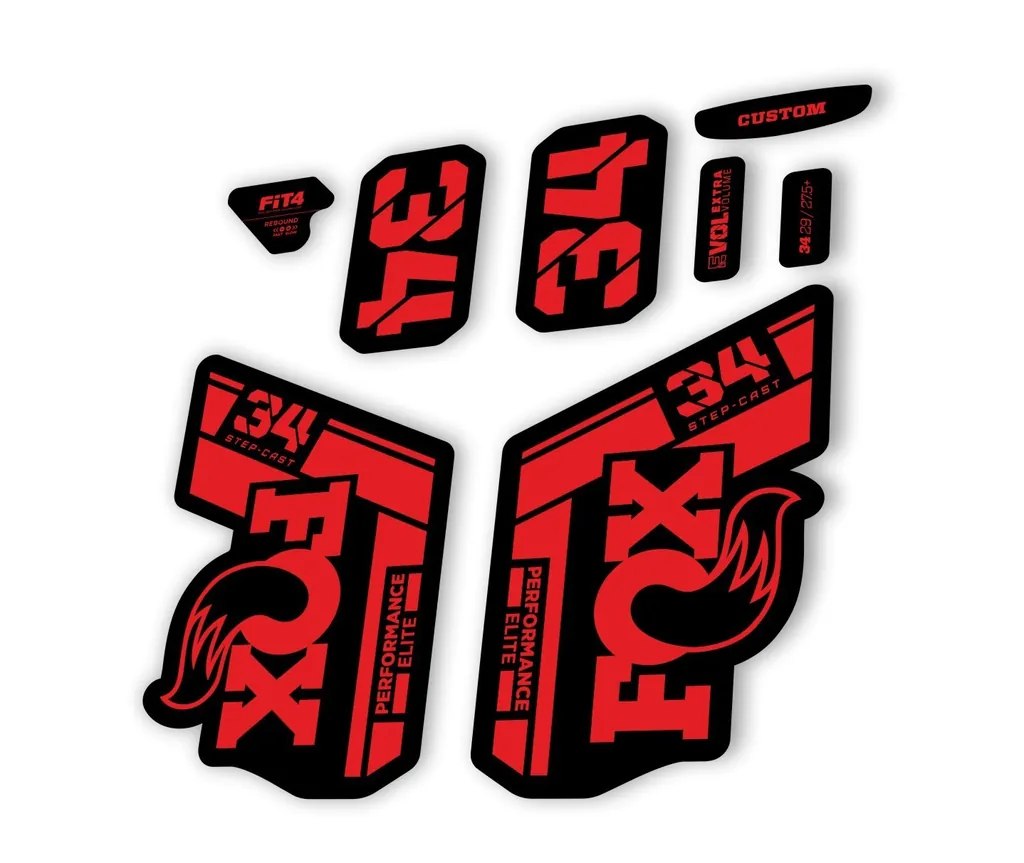 FOX 34 Step Cast Elite 2021 Factory Fork Decals Suspension Sticker Red - 1